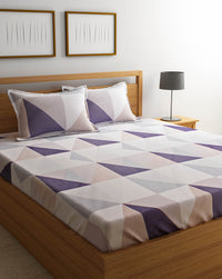 URBAN DREAM FASHION GEOMETRICAL PRINT BLUE AND BEIGE BEDSHEET SET