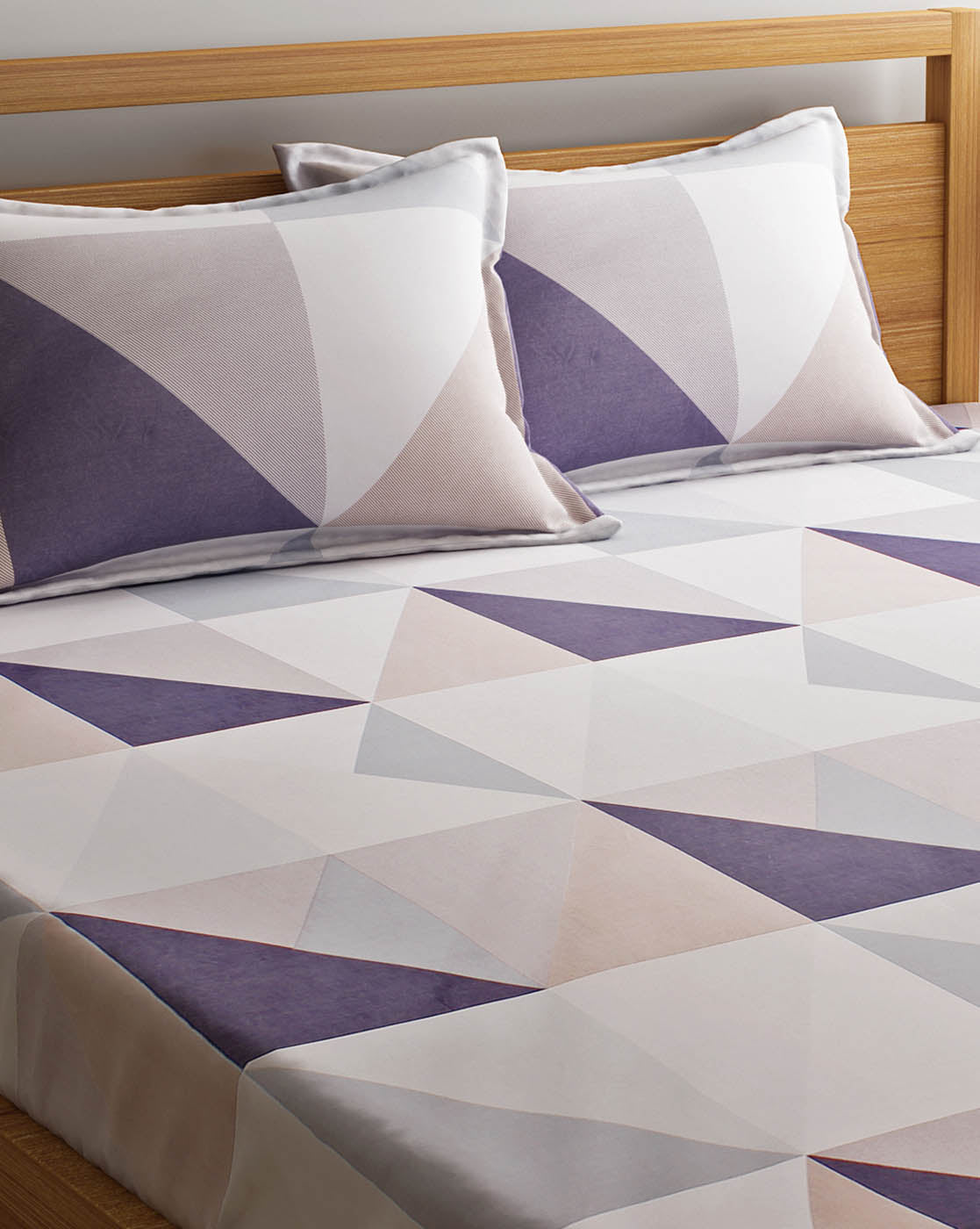 URBAN DREAM FASHION GEOMETRICAL PRINT BLUE AND BEIGE BEDSHEET SET