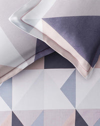 URBAN DREAM FASHION GEOMETRICAL PRINT BLUE AND BEIGE BEDSHEET SET