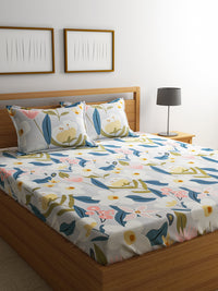 URBAN DREAM FASHION ABSTRACT FLORAL PRINT GREY AND BLUE BEDSHEET SET