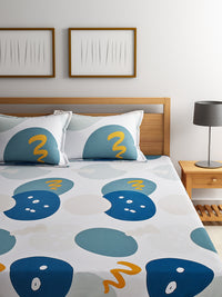 URBAN DREAM FASHION ABSTARCT CIRCLES PRINT GREEN AND BLUE BEDSHEET SET