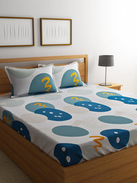 URBAN DREAM FASHION ABSTARCT CIRCLES PRINT GREEN AND BLUE BEDSHEET SET