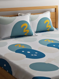 URBAN DREAM FASHION ABSTARCT CIRCLES PRINT GREEN AND BLUE BEDSHEET SET