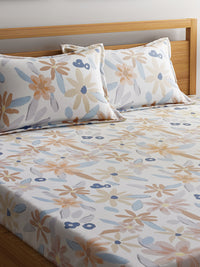 URBAN DREAM FASHION ABSTARCT FLORAL PRINT BROWN AND GREY BEDSHEET SET