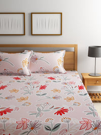 URBAN DREAM FASHION ABSTARCT FLORAL PRINT PINK AND GREEN BEDSHEET SET