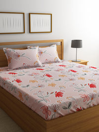 URBAN DREAM FASHION ABSTARCT FLORAL PRINT PINK AND GREEN BEDSHEET SET