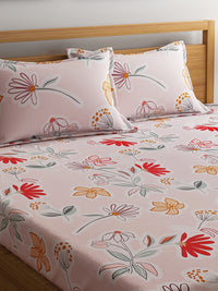 URBAN DREAM FASHION ABSTARCT FLORAL PRINT PINK AND GREEN BEDSHEET SET