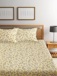 URBAN DREAM FASHION FLORAL PRINT YELLOW AND GREY BEDSHEET SET