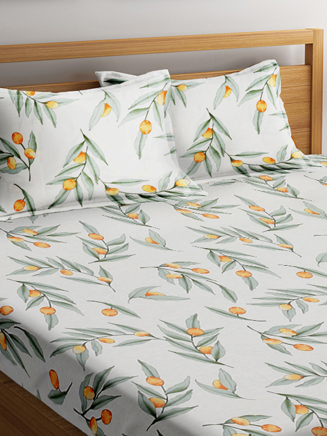 URBAN DREAM FASHION FLORAL PRINT WHITE AND GREEN BEDSHEET SET