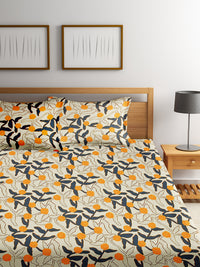 URBAN DREAM FASHION ABSTRACT FLORAL YELLOW AND ORANGE BEDSHEET SET