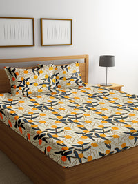 URBAN DREAM FASHION ABSTRACT FLORAL YELLOW AND ORANGE BEDSHEET SET