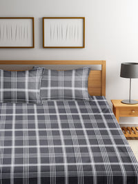 URBAN DREAM FASHION GEOMETRIC CHECK PRINT BLACK AND GREY BEDSHEET SET