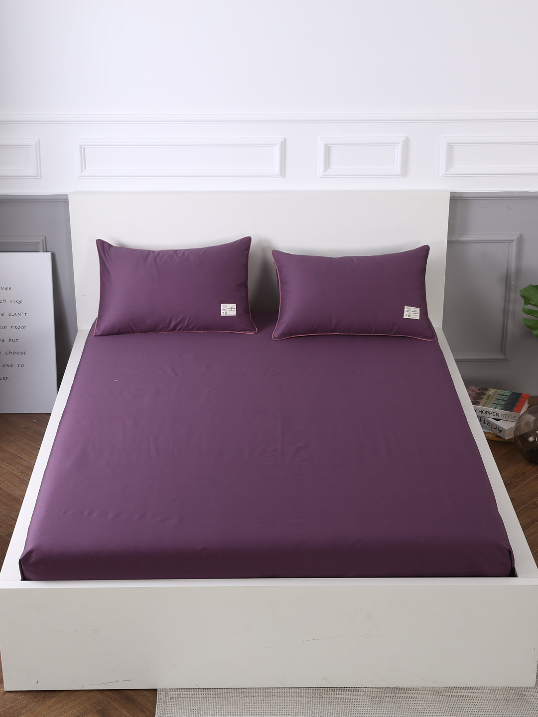 URBAN DREAM FASHION SOLID PURPLE BEDSHEET SET