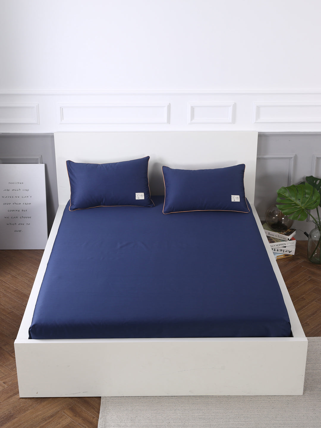 URBAN DREAM FASHION SOLID DARK BLUE BEDSHEET SET