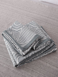 URBAN DREAM ABSTRACT GEOMETRIC WEAVE GREY AND WHITE BEDSPREAD