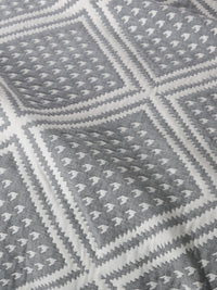 URBAN DREAM ABSTRACT GEOMETRIC SQUARE WEAVE GREY AND WHITE BEDSPREAD