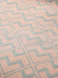 URBAN DREAM ABSTRACT GEOMETRIC WEAVE PEACH AND GREY DOHAR