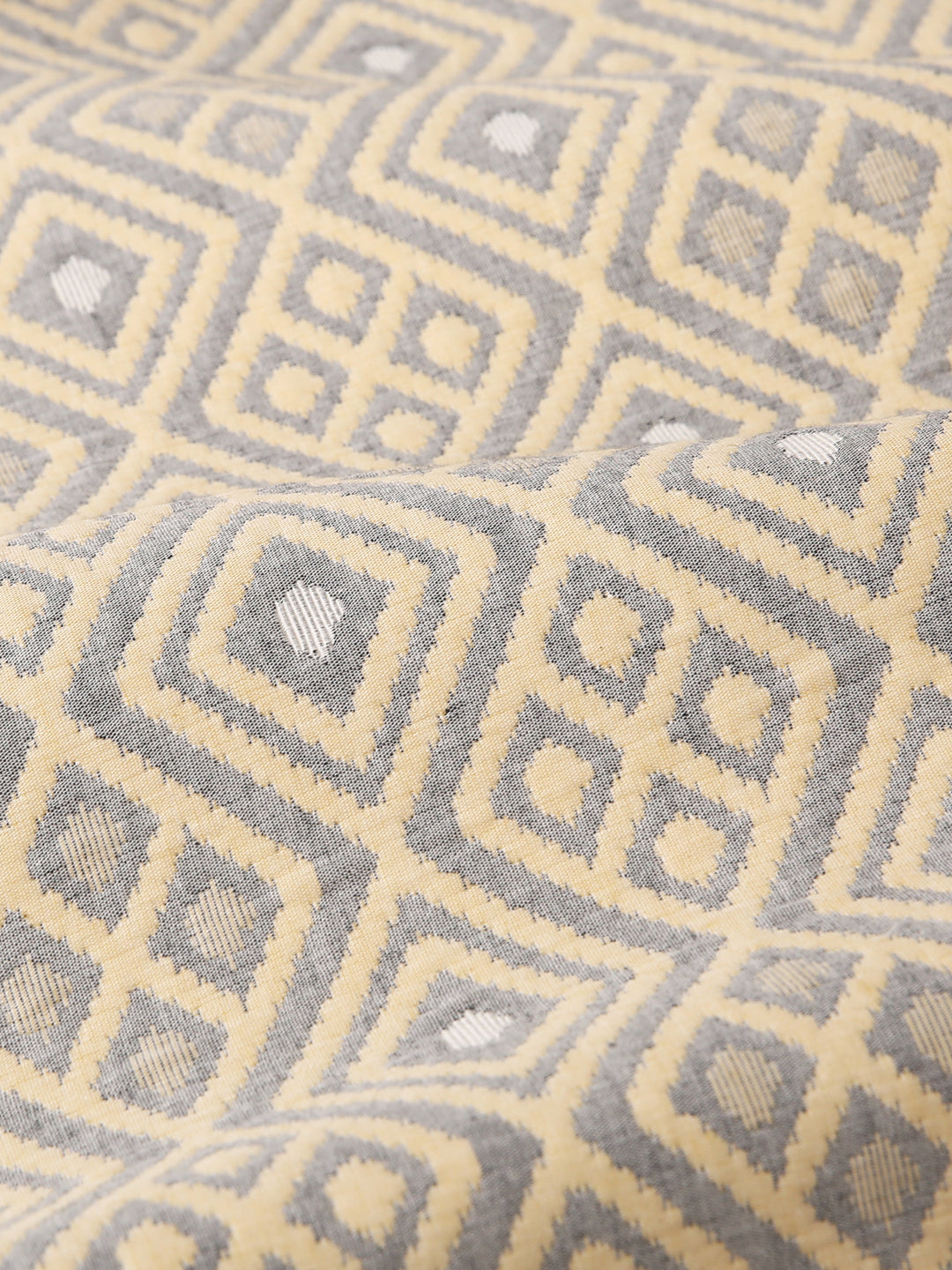 URBAN DREAM ABSTRACT GEOMETRIC DIAMOND WEAVE YELLOW AND GREY DOHAR