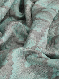 URBAN DREAM FASHION ABSTRACT FLORAL WEAVE GREEN AND GREY BEDSPREAD