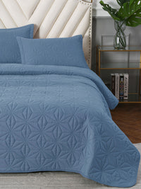 URBAN DREAM FASHION GEOMETRIC QUILTED DIAMONDS SOLID LIGHT BLUE BEDSPREAD