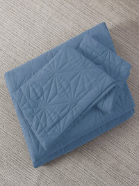 URBAN DREAM FASHION GEOMETRIC QUILTED DIAMONDS SOLID LIGHT BLUE BEDSPREAD