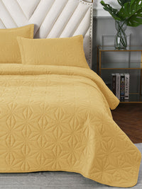 URBAN DREAM FASHION GEOMETRIC QUILTED DIAMONDS SOLID YELLOW BEDSPREAD