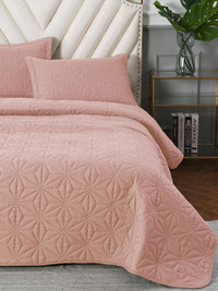 URBAN DREAM FASHION GEOMETRIC QUILTED DIAMONDS SOLID LIGHT PINK BEDSPREAD