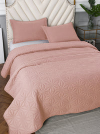 URBAN DREAM FASHION GEOMETRIC QUILTED DIAMONDS SOLID LIGHT PINK BEDSPREAD