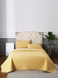 URBAN DREAM FASHION ABSTRACT QUILTED WAVES SOLID YELLOW BEDSPREAD