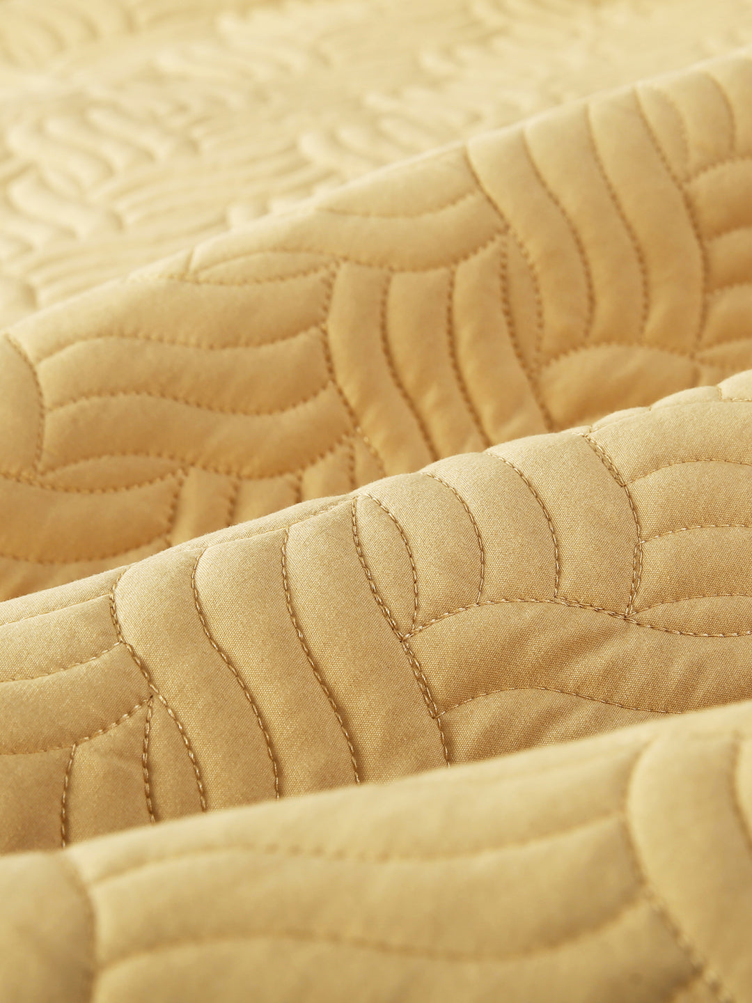 URBAN DREAM FASHION ABSTRACT QUILTED WAVES SOLID YELLOW BEDSPREAD