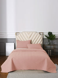 URBAN DREAM FASHION ABSTRACT QUILTED WAVES SOLID LIGHT PINK BEDSPREAD