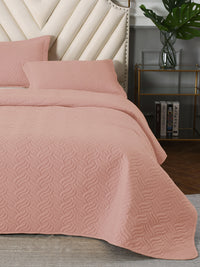 URBAN DREAM FASHION ABSTRACT QUILTED WAVES SOLID LIGHT PINK BEDSPREAD