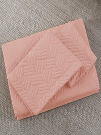 URBAN DREAM FASHION ABSTRACT QUILTED WAVES SOLID LIGHT PINK BEDSPREAD