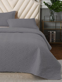 URBAN DREAM FASHION ABSTRACT QUILTED WAVES SOLID GREY BEDSPREAD