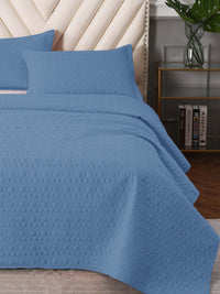 URBAN DREAM FASHION ABSTRACT QUILTED CIRCLES SOLID LIGHT BLUE BEDSPREAD