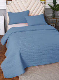 URBAN DREAM FASHION ABSTRACT QUILTED CIRCLES SOLID LIGHT BLUE BEDSPREAD