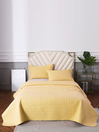 URBAN DREAM FASHION ABSTRACT QUILTED CIRCLES SOLID YELLOW BEDSPREAD