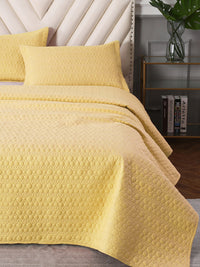 URBAN DREAM FASHION ABSTRACT QUILTED CIRCLES SOLID YELLOW BEDSPREAD