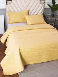 URBAN DREAM FASHION ABSTRACT QUILTED CIRCLES SOLID YELLOW BEDSPREAD