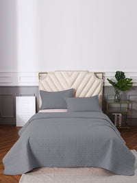 URBAN DREAM FASHION ABSTRACT QUILTED CIRCLES SOLID GREY BEDSPREAD