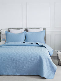 URBAN DREAM FASHION GEOMETRIC CHEVRON QUILTED SOLID LIGHT BLUE BEDSPREAD