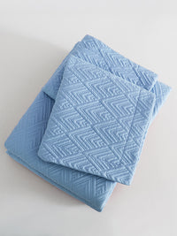 URBAN DREAM FASHION GEOMETRIC CHEVRON QUILTED SOLID LIGHT BLUE BEDSPREAD