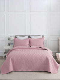 URBAN DREAM FASHION GEOMETRIC CHEVRON QUILTED SOLID LIGHT PINK BEDSPREAD