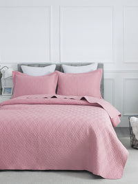URBAN DREAM FASHION GEOMETRIC CHEVRON QUILTED SOLID LIGHT PINK BEDSPREAD