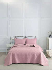 URBAN DREAM FASHION GEOMETRIC GRID QUILTED SOLID LIGHT PINK BEDSPREAD