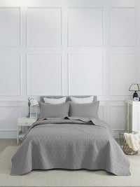 URBAN DREAM FASHION GEOMETRIC GRID QUILTED SOLID GREY BEDSPREAD