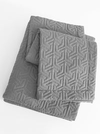 URBAN DREAM FASHION GEOMETRIC GRID QUILTED SOLID GREY BEDSPREAD