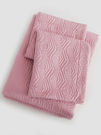 URBAN DREAM FASHION GEOMETRIC HONEYCOMB QUILTED SOLID LIGHT PINK BEDSPREAD