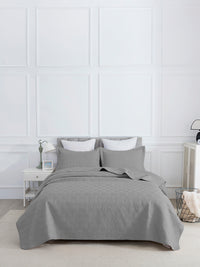 URBAN DREAM FASHION GEOMETRIC HONEYCOMB QUILTED SOLID GREY BEDSPREAD
