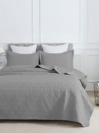 URBAN DREAM FASHION GEOMETRIC HONEYCOMB QUILTED SOLID GREY BEDSPREAD